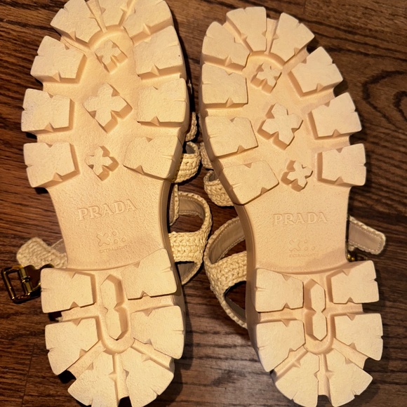 PRADA Monolith Crochet Cage Sandals Beige Khaki- 39 - Picture 11 of 14